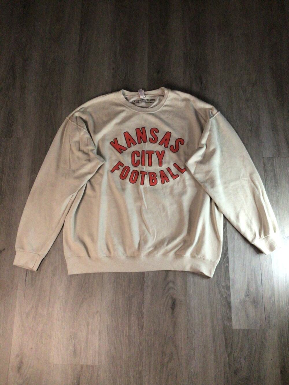 Kansas City Sweatshirt Mens XL Beige JERZEES Nublend Football Sports